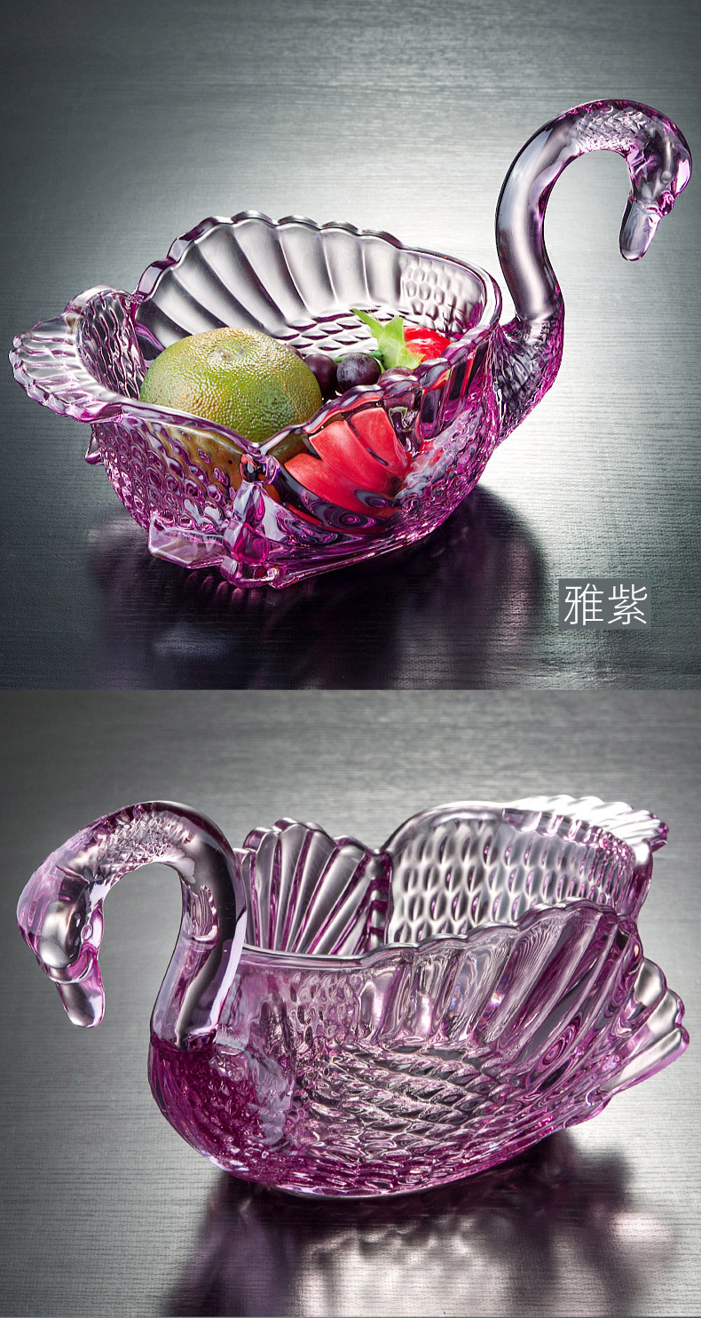 欧式家用分格玻璃水果盘客厅水果篮创意水晶糖果盘干果盘天鹅果斗详情8