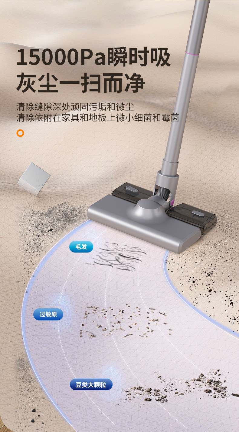 UV-C紫外线 高效家用除螨仪 手持吸尘器无线分体三合一车载吸尘器详情19