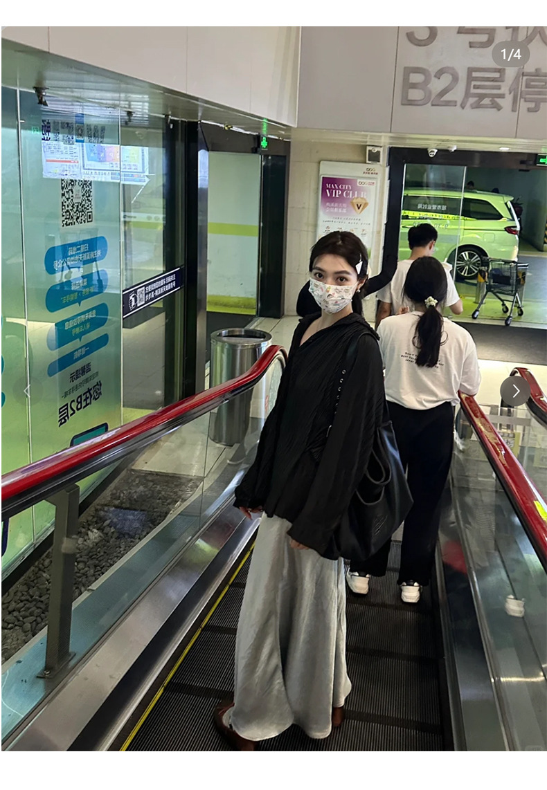 Purple high-end acetate satin half skirt for women, autumn flowing and flowing long dress, slimming A-line fishtail skirt pic 15