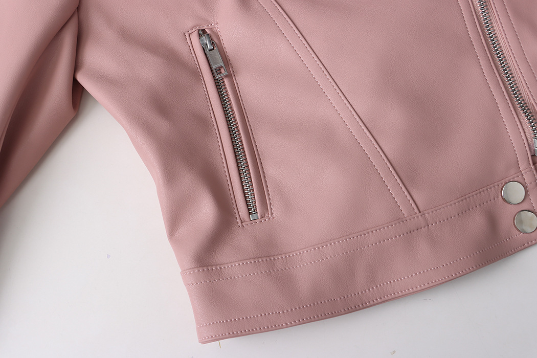 司南 时髦斜门襟拉链设计感 超模机车风皮衣夹克外套高级 SN4227详情63