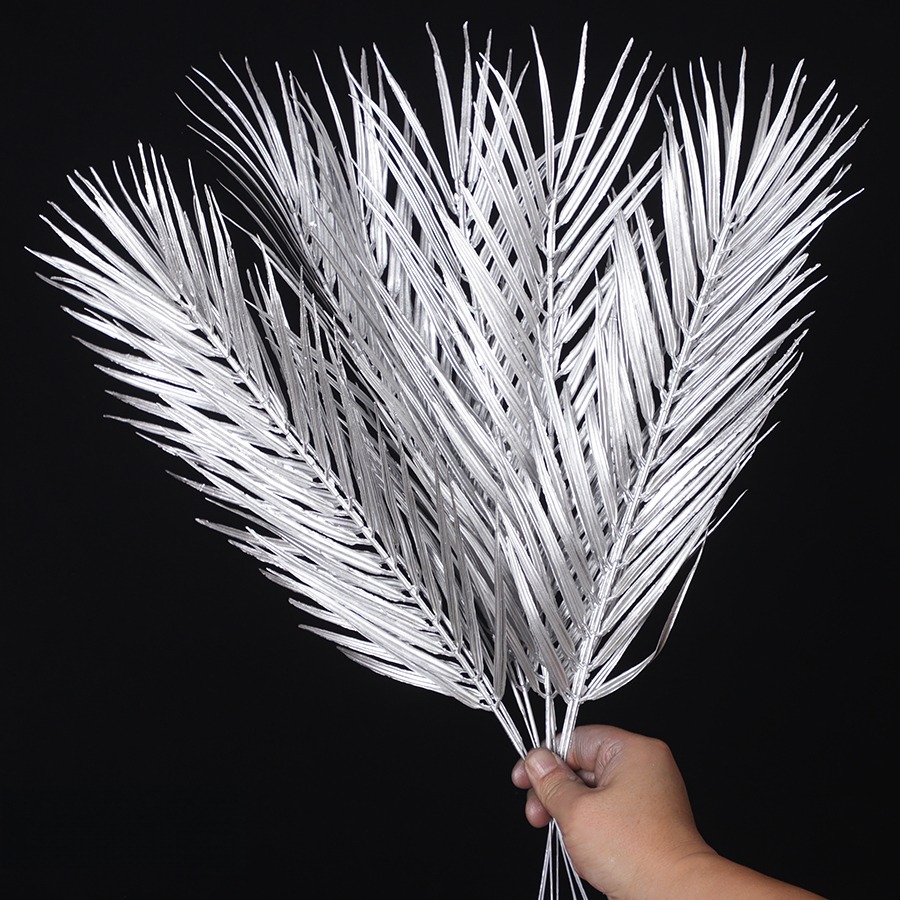 银色仿真花年宵花银色尤加利银色叶子银杏叶假花福桶插花新年摆件详情8