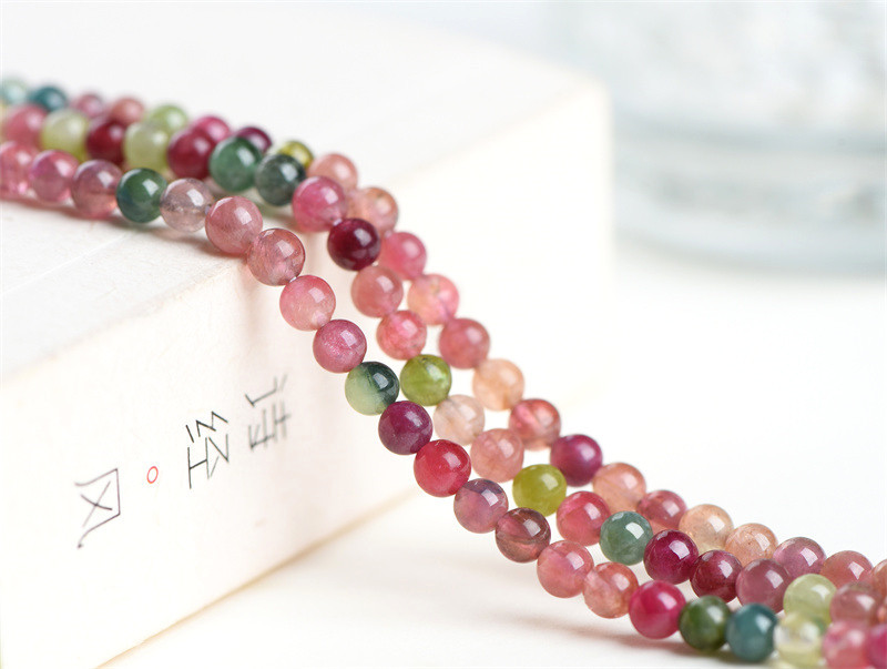 Jiuya Crystal Natural 7A Grade Small Particle Tourmaline Loose Beads Seven-color Tourmaline round Beads Ring Accessories wholesale pic 18