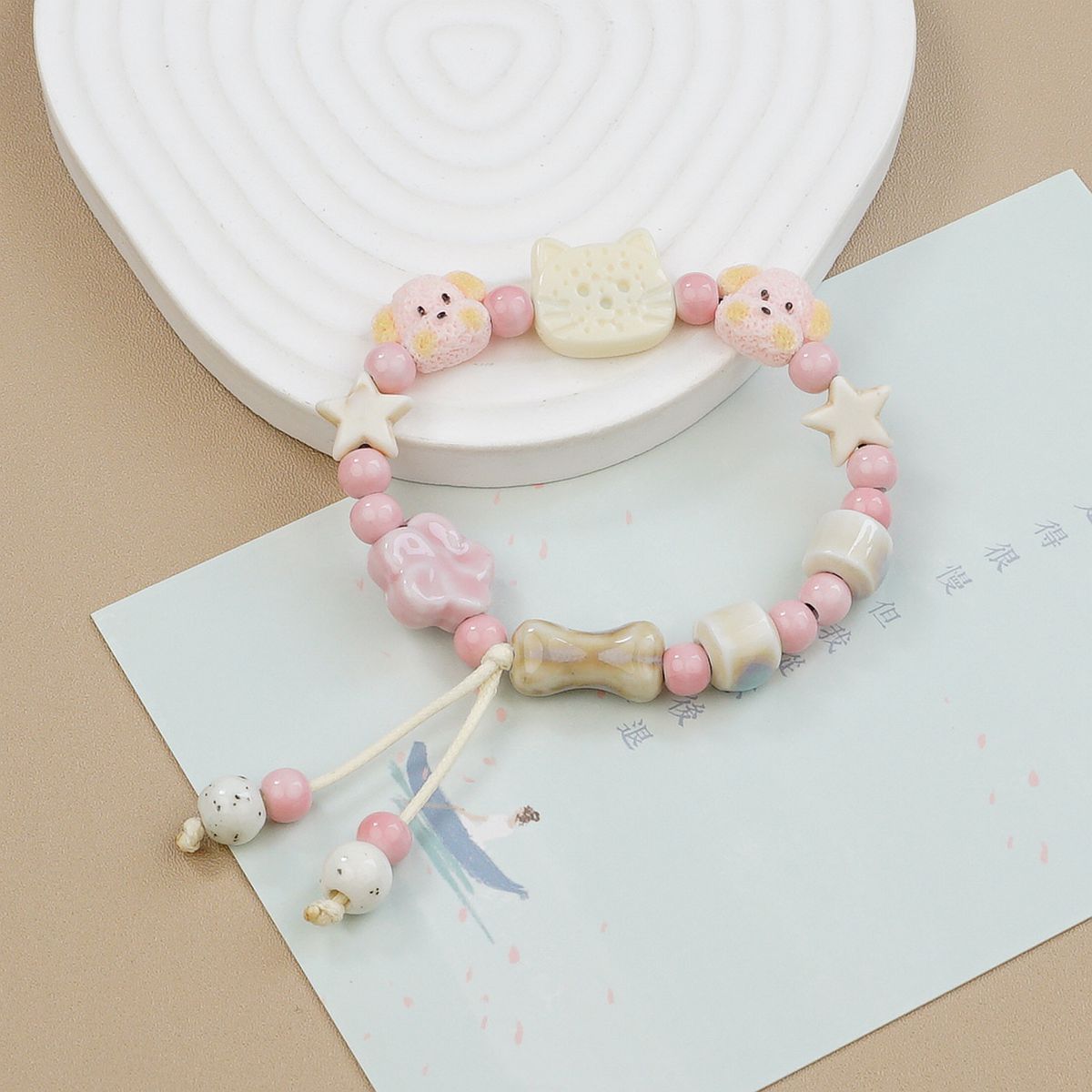Jingdezhen ceramic bracelets, cartoon with texture, Teddy dog handcrafted ornaments, bracelets, student gifts, and street vending accessories pic 14