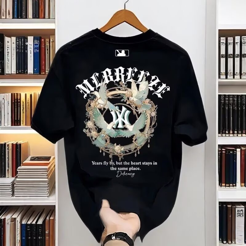 National trendy summer 2025 camiseta de manga corta hombre estampado cuello redondo cuerpo adolescente legging suelto camiseta pic 31