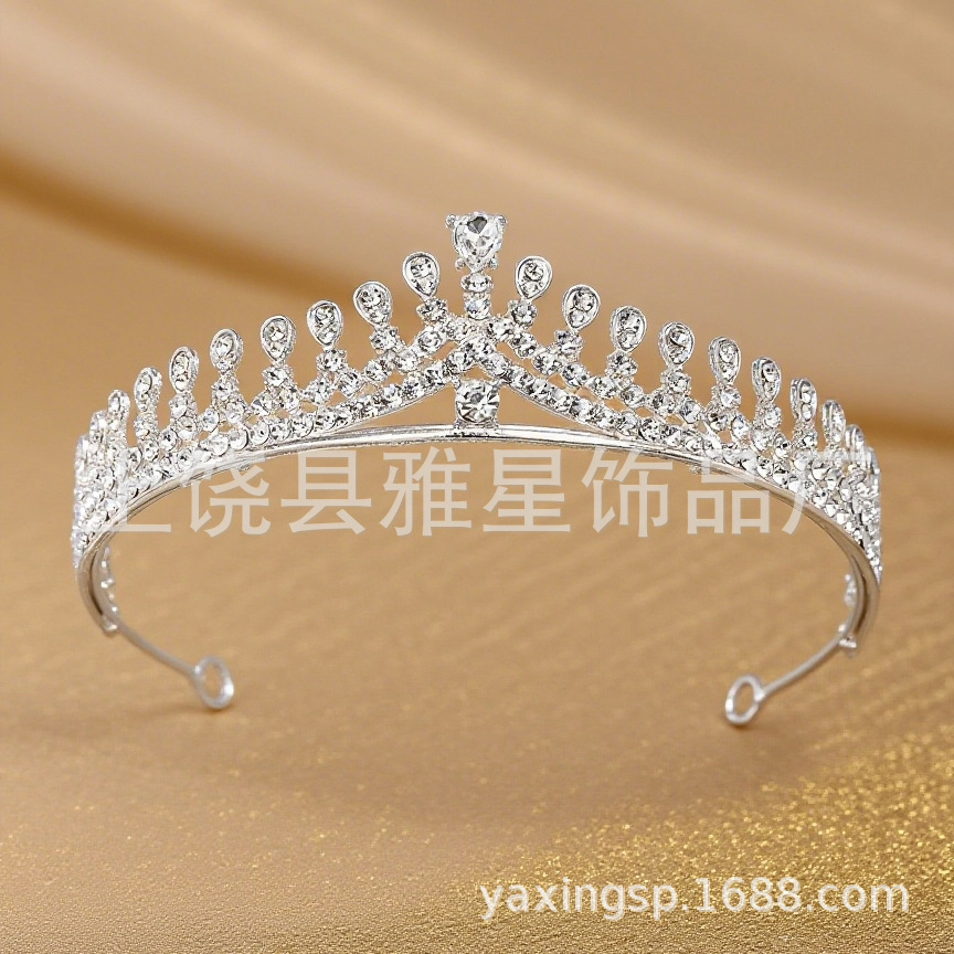 热销银色锆石小仙女公主婚纱头饰金属皇冠新娘水晶钻石发冠详情10