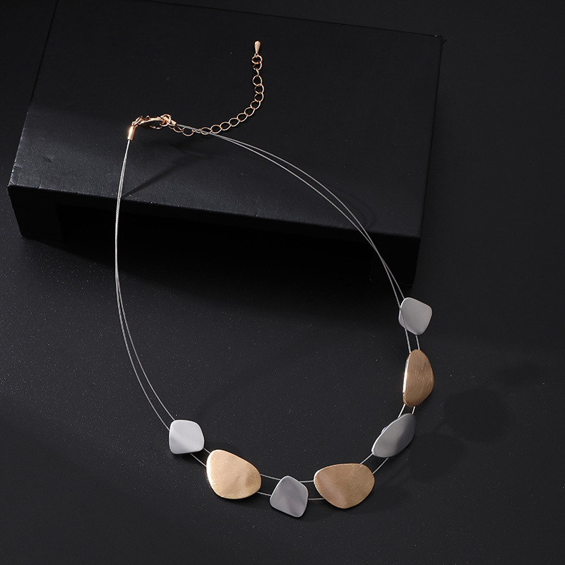 外贸爆款欧美流行时尚简约百搭撞色几何合金女士精致高级锁骨链详情10