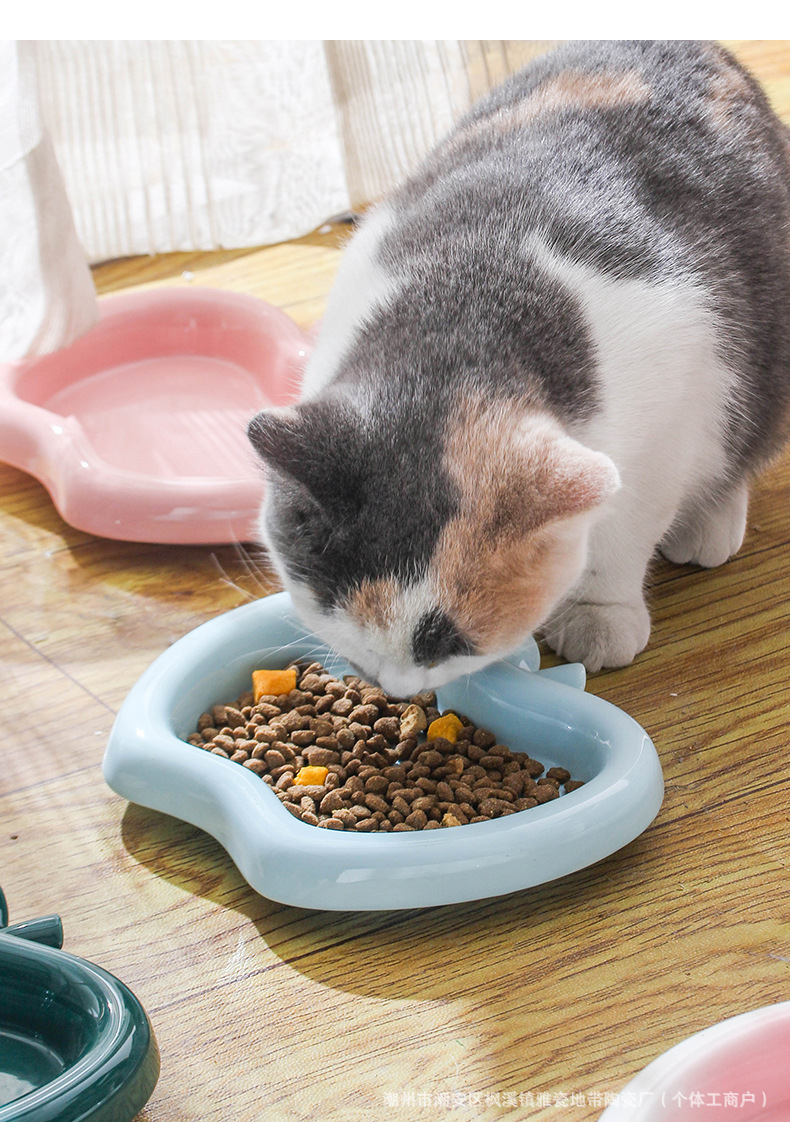 Ceramic cat food bowl, pet dog bowl, anti-black chin, cute and high appearance level, protecting cervical vertebrae, water bowl and rice bowl, anti-tipping pic 2