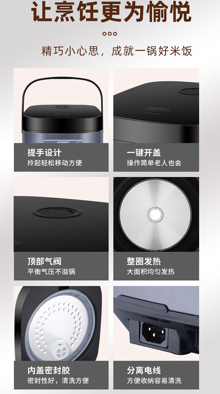 A 5-liter smart multi-functional mini rice cooker for 3 to 4 people, with a ceramic inner pot for 5 to 6 people pic 10