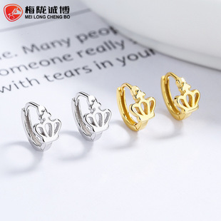 925纯银光面耳环女新款时尚极简风百搭潮耳圈冷淡风高级感耳饰品详情5