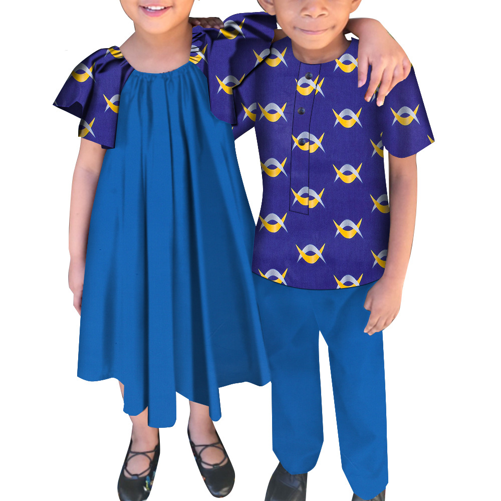 儿童服装 蓝紫图案童装 男孩女孩连衣裙套装春夏款详情9