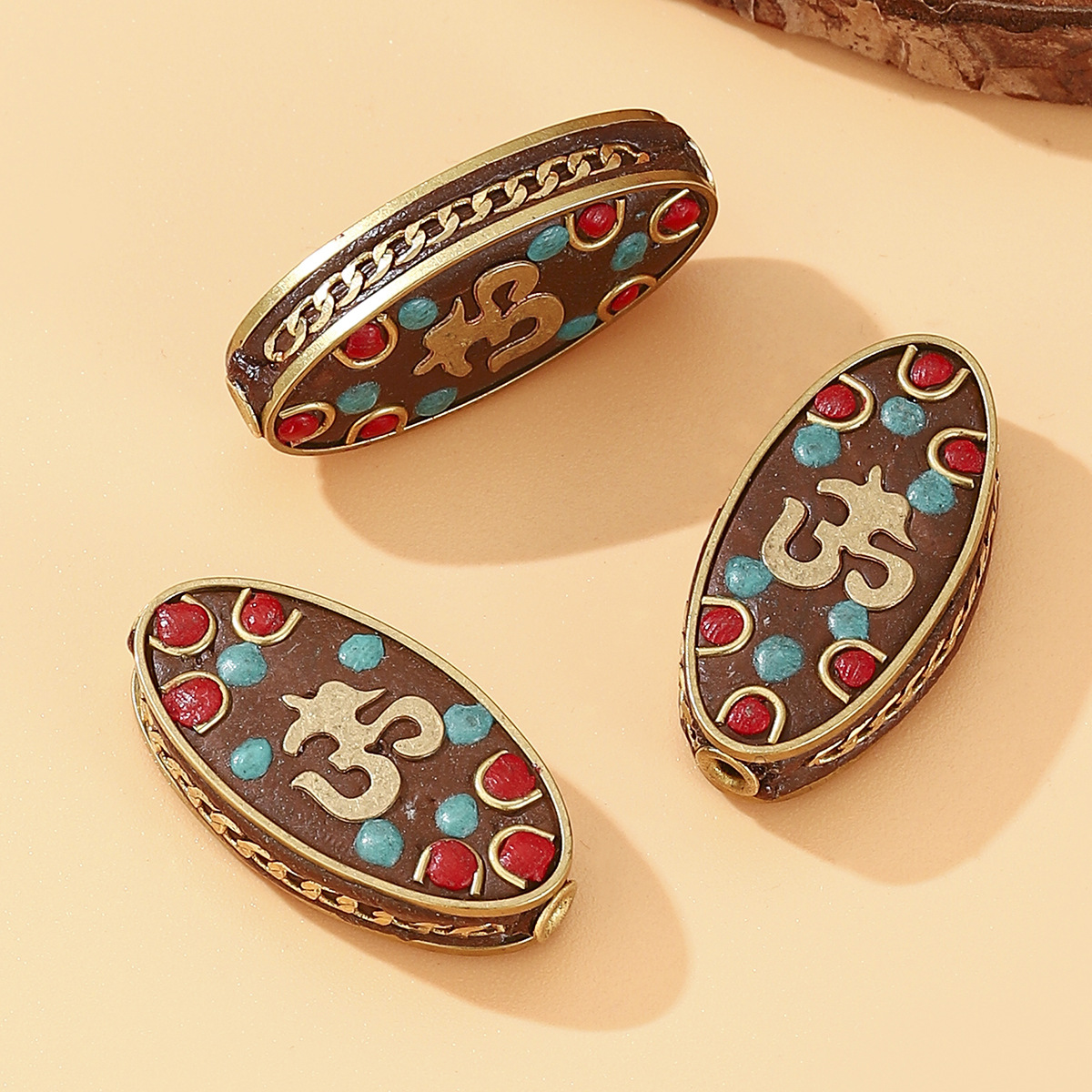 Tibetan-style Nepalese beads, loose beads, copper beads, back cloud inlay, retro ethnic style DIY jewelry accessories, spacer beads, bucket beads pic 10