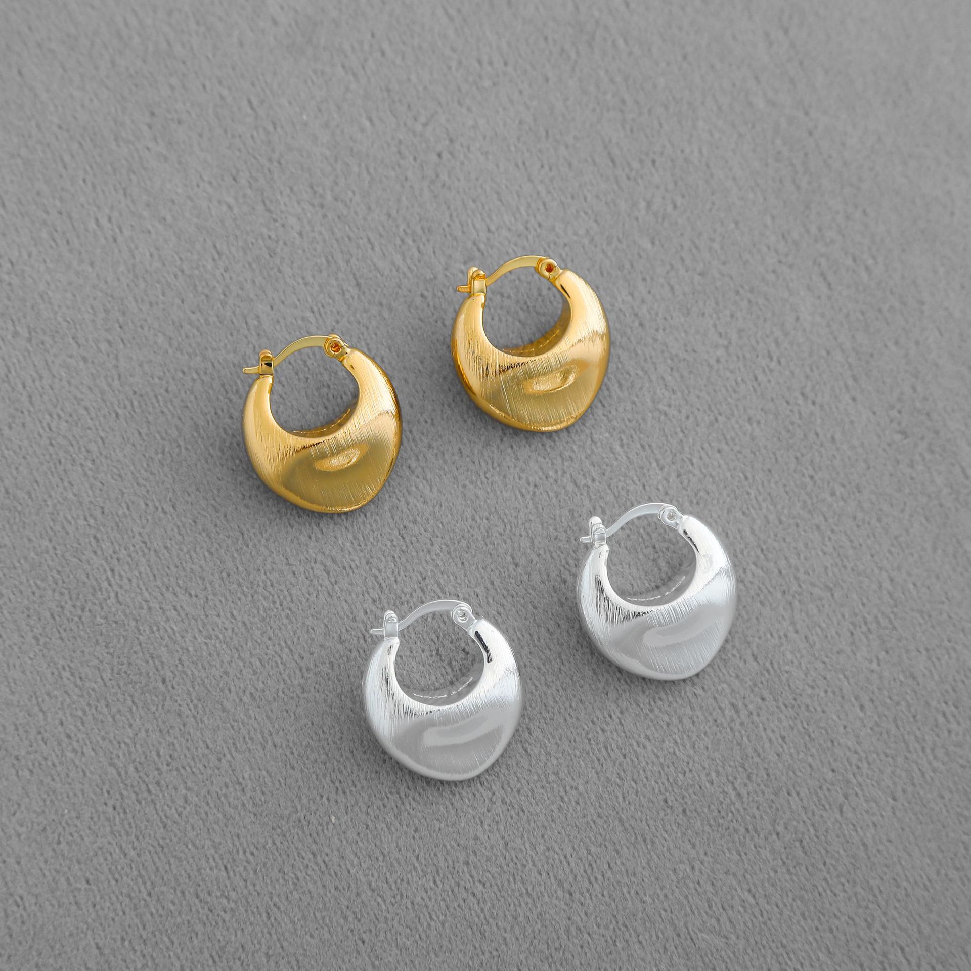 SOFT*家陶罐刺绣肌理耳钉 爆款法式简约时尚小众拉丝工艺耳钉耳扣详情3