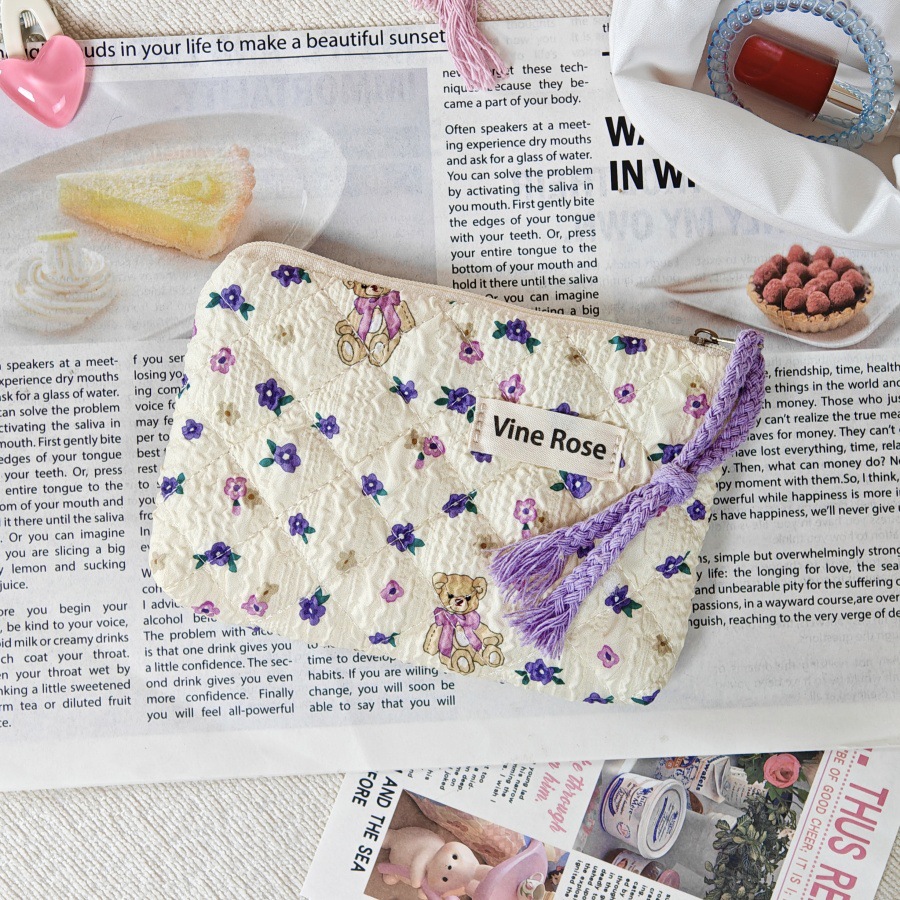 现货迷你小清新碎花绗缝棉零钱包2025新款便携旅行口红包收纳卡包详情8