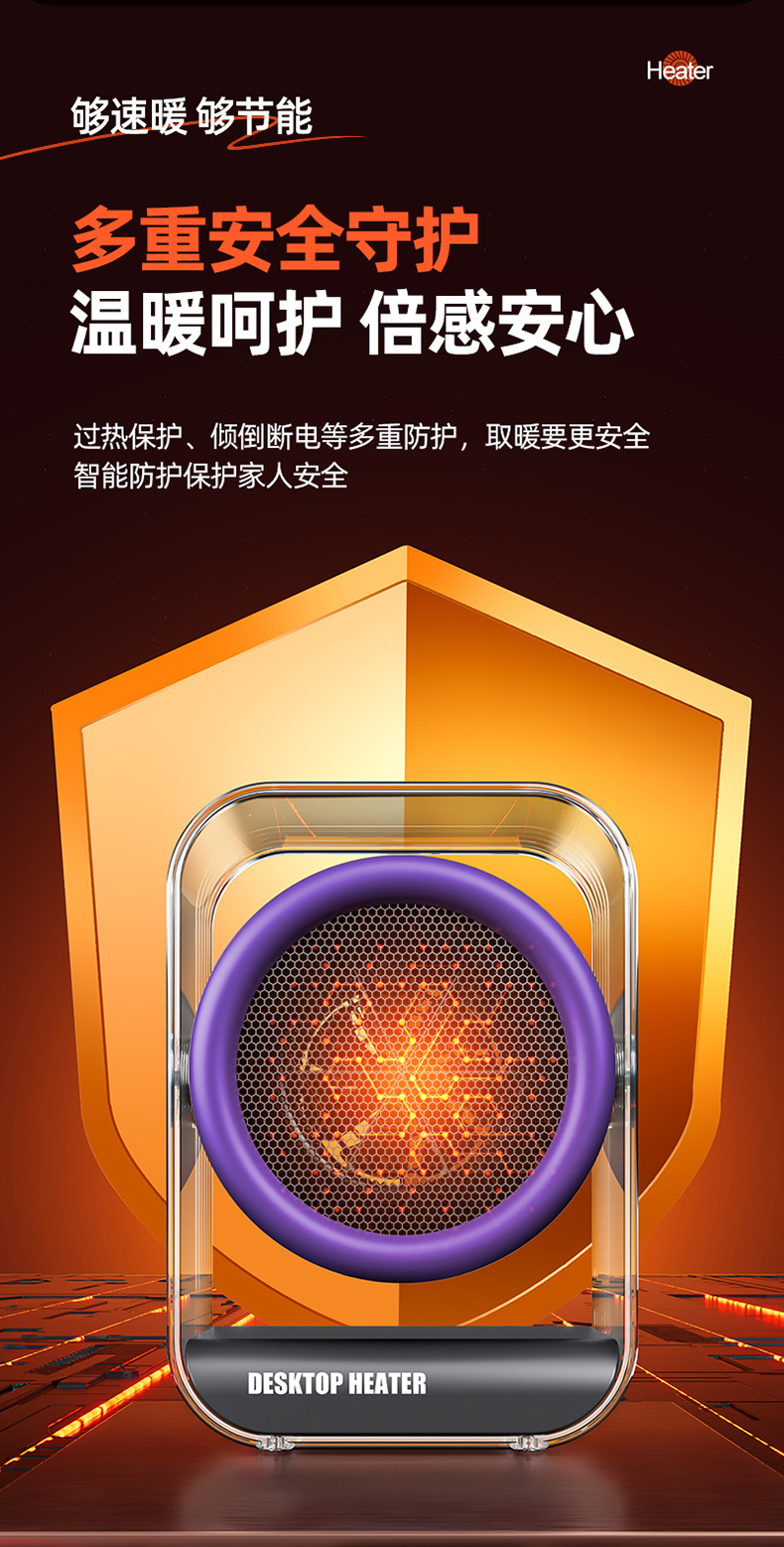 新品桌面取暖器快热办公室智能热风机便携式小型暖风机宿舍跨境详情15