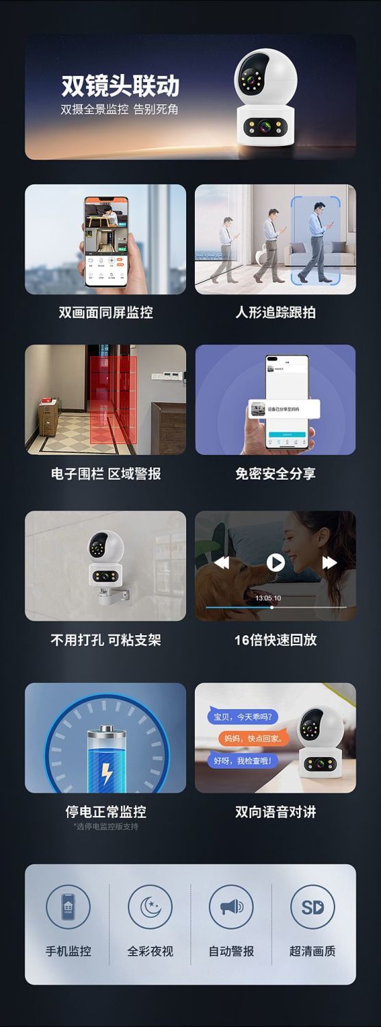 监控摄像头家用无线电子眼手机远程全景夜视室内可对讲批发礼品详情4