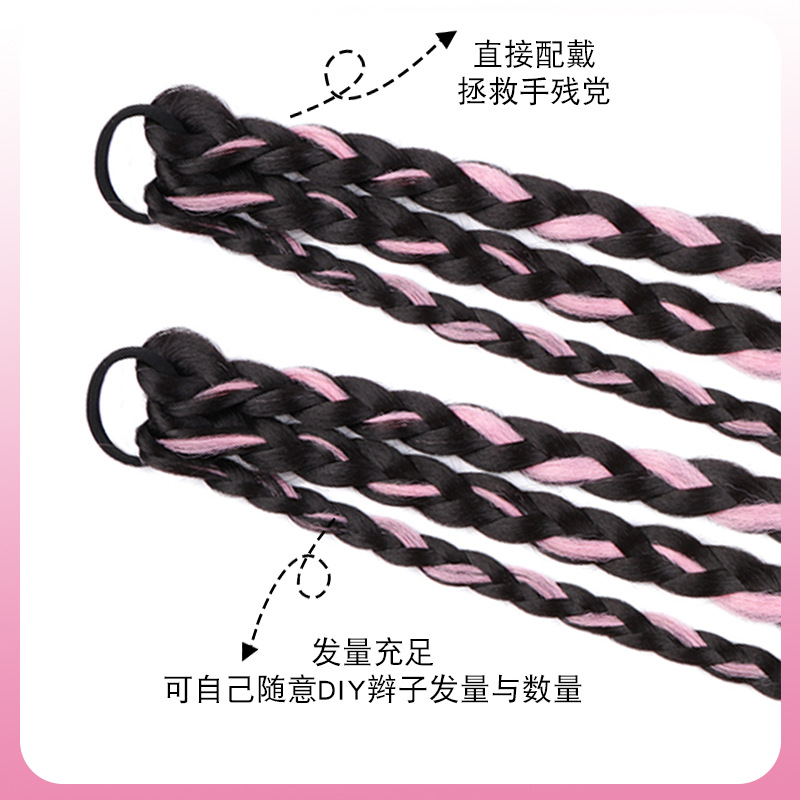 甜酷y2k假发辫子马尾绑发圈脏脏辫女拳击辫发饰儿童编发神器头绳详情7