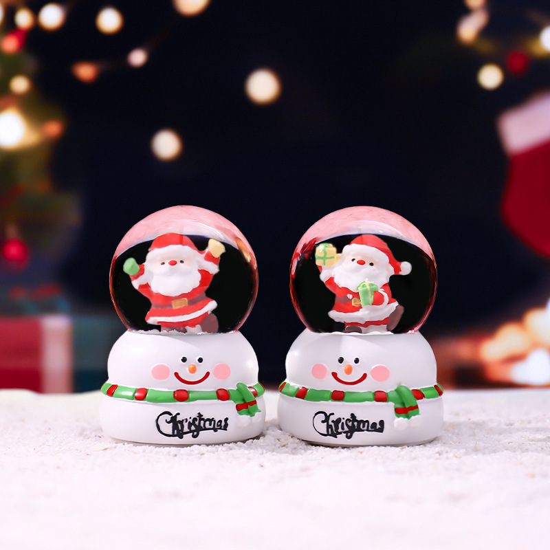 新款圣诞节雪人底座迷你水晶球节日礼物儿童发光音乐盒房间装饰详情5