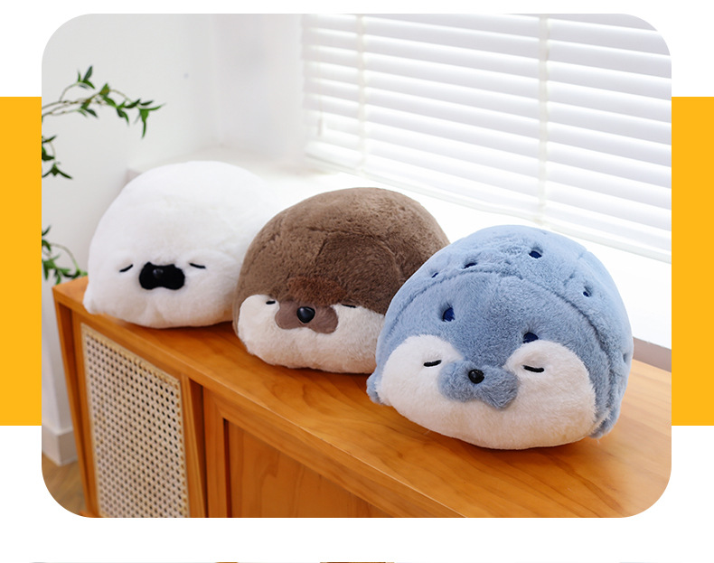 网红仿真海豹海獭公仔儿童床上玩偶抱枕毛绒玩具女生的日礼物抱枕详情23