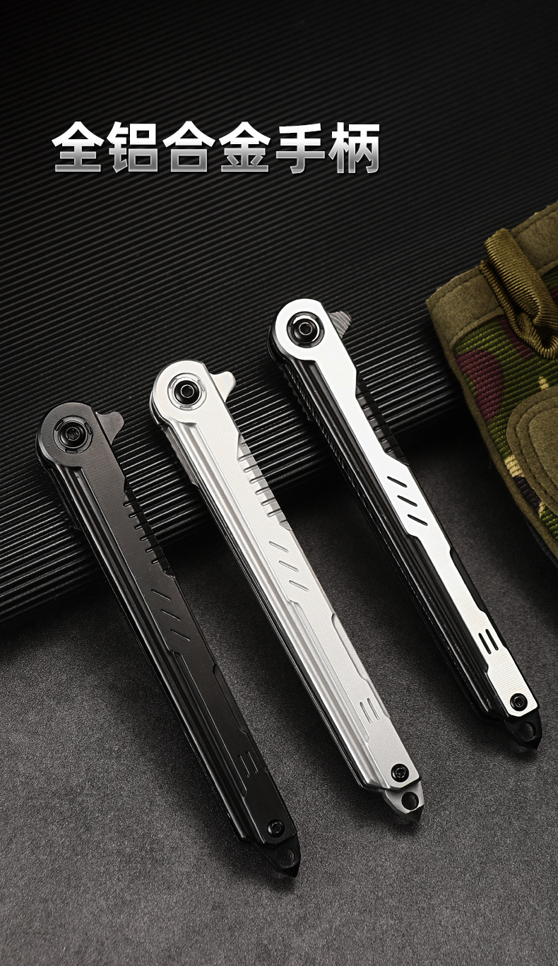 The Shenbi Outdoor portable M390 steel feather pattern folding knife, high-hardness pocket knife, camping fruit knife and folding knife are lightweight and practical pic 12
