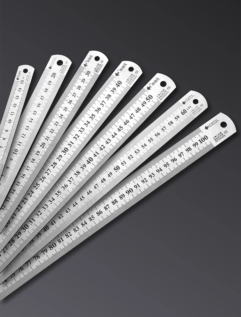 小鱼儿钢尺双面刻度15 20 30CM40CM50CM60CM加厚不锈钢直尺公分尺详情12