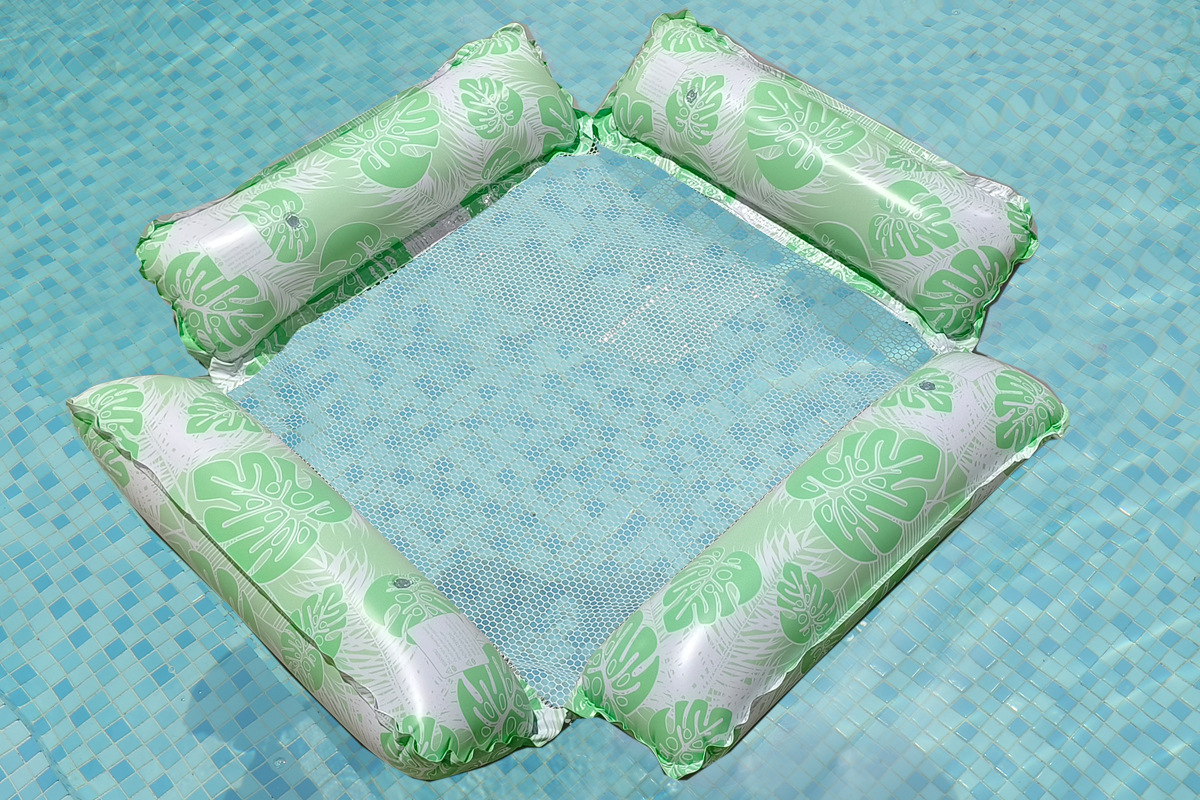 New cross-border turtle-back leaf pattern printed inflatable hammock, two-tube floating drainage, four-tube inflatable lounge chair, adult floating drainage, high-end thickened, high-quality, environmentally friendly and safe pic 11