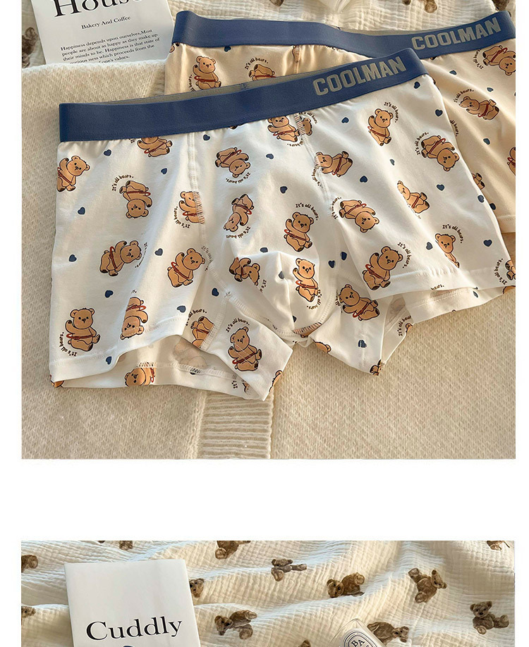 熊熊男友可爱卡通男士内裤无痕棉柔高弹舒适透气中腰平角四角裤详情10