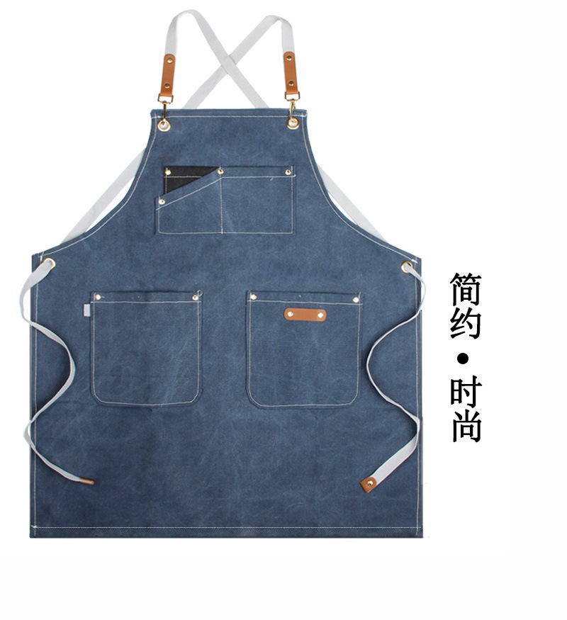 【持嘉】外贸厚帆布围裙咖啡奶茶店理发师餐厅服务员烘焙围裙详情12