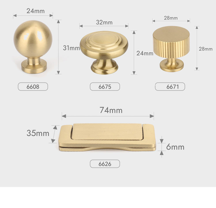 2022新款厂家直供现代简约黄铜门把手橱柜鞋柜衣柜柜门金色铜拉手详情33