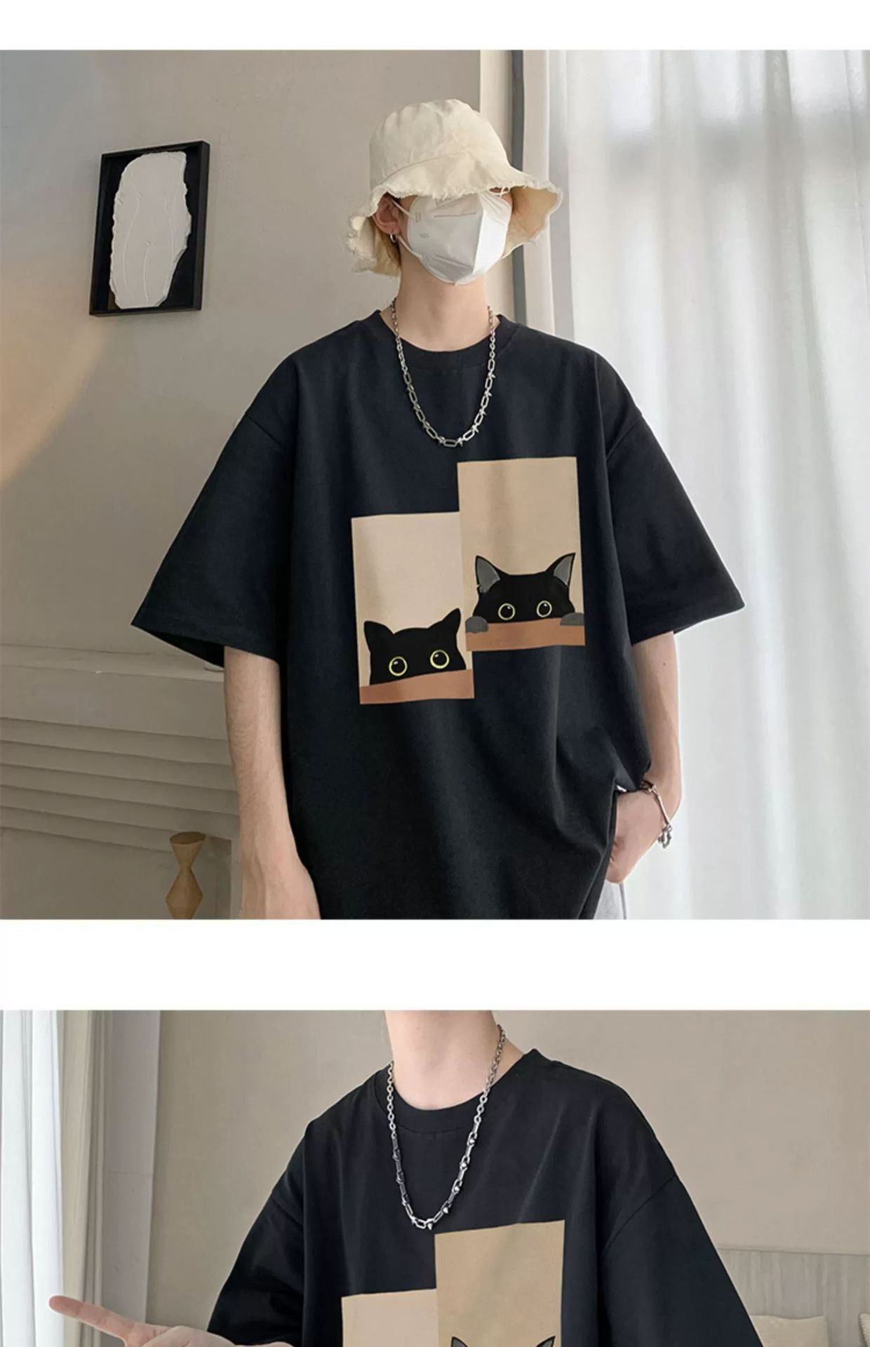 酒红色廓形短袖T恤男生夏季男士情侣衣服2024新款青少年宽松半袖详情15