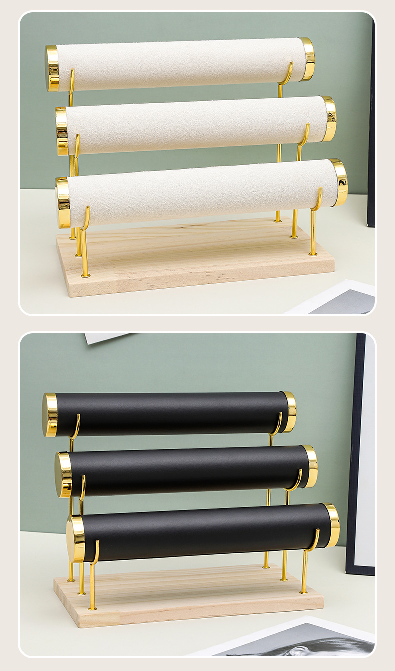This is a three-layer metal frame specially designed for cross-lens display, featuring velvet, pu leather, and jewelry. It is suitable for storing watches, bracelets, bangles, and hand strings pic 10
