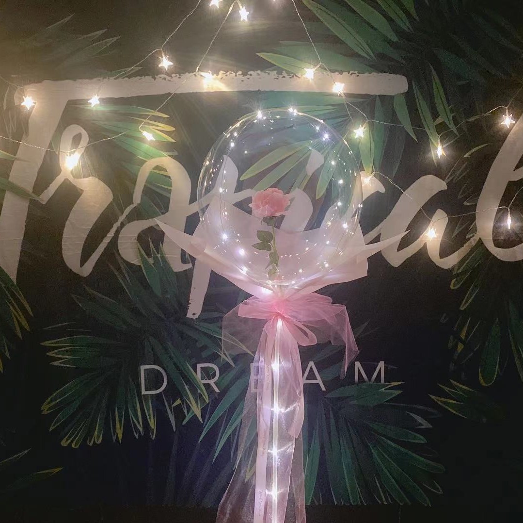 Factory wholesale transparent bounball, luminous birthday balloons, printed roses, night market decoration, street stalls, night market street stalls pic 11