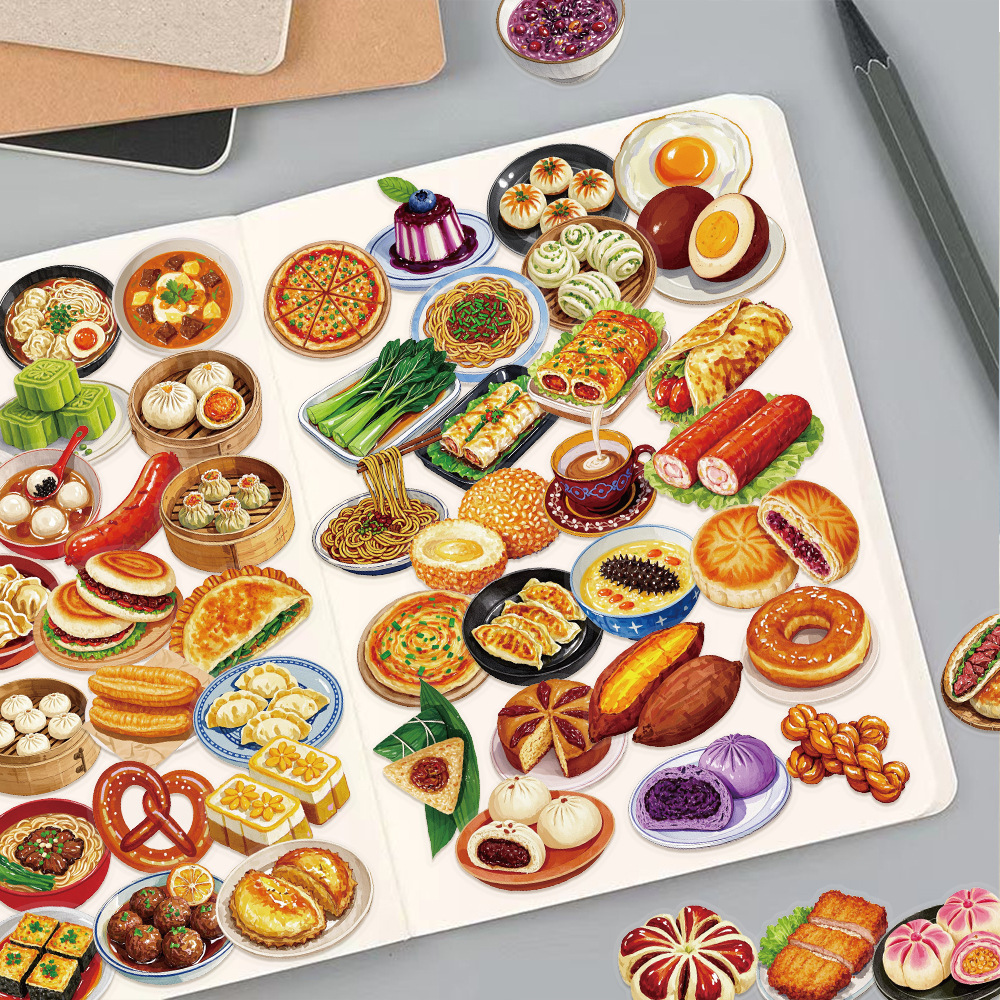 50 Chinese-style breakfast stickers made of pet material for thermos cups, mobile phones, diaries and tablet computers pic 6
