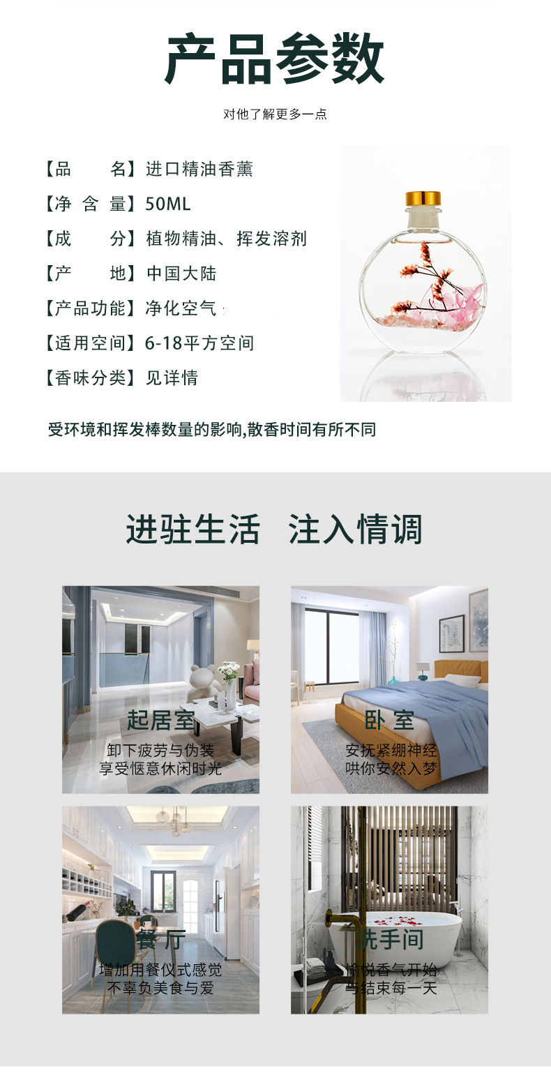 无火香薰客厅香氛除异味香熏家用卧室香水藤条精油礼品装香薰批发详情3