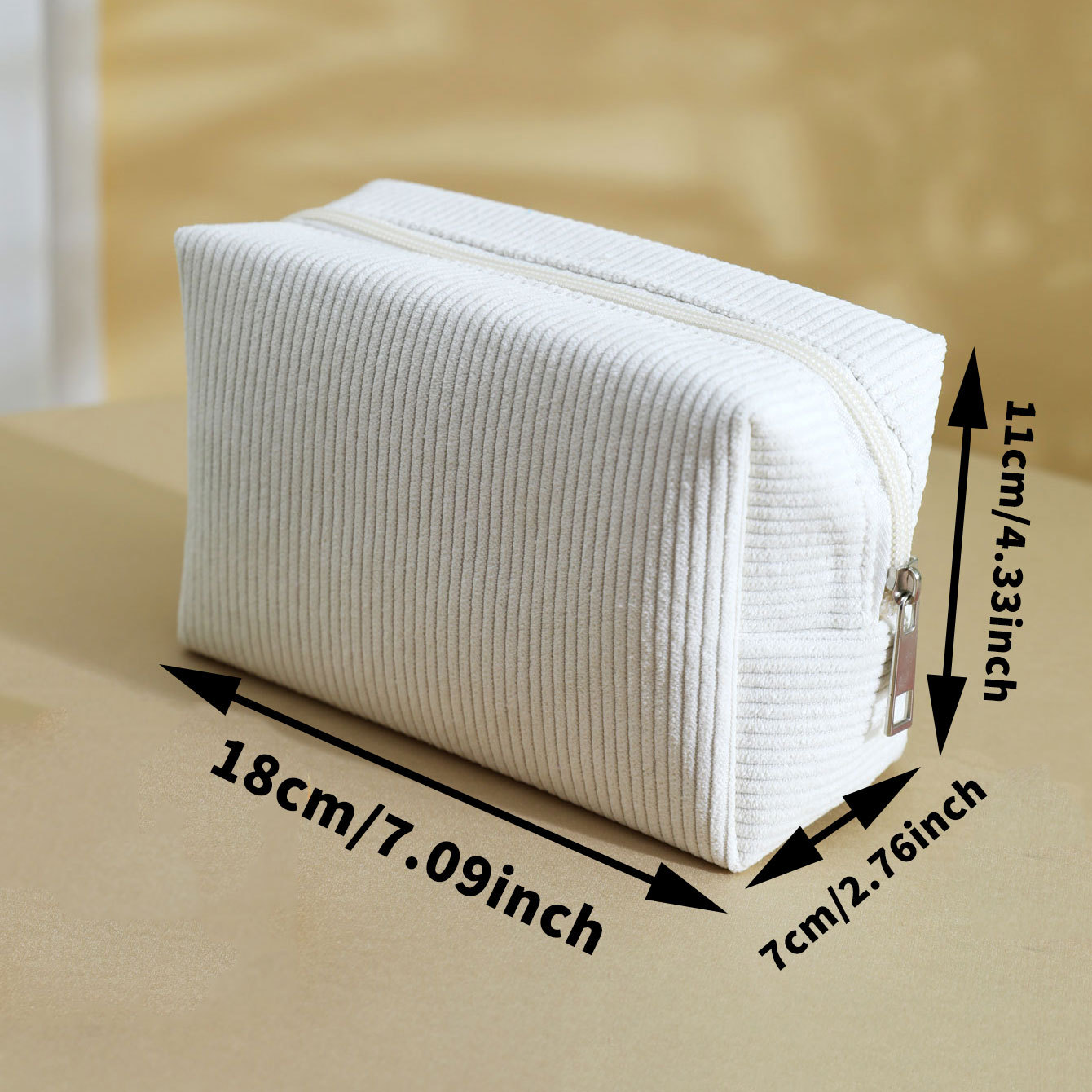 跨境灯芯绒女士八角化妆包便携化妆刷收纳袋小香风美妆包小号手拿详情1