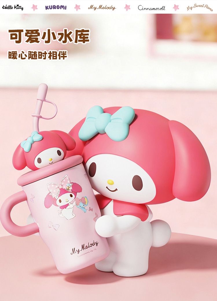 The new cartoon kt water cup has a high appearance level. It is a stainless steel cup with a handle and straw, a portable insulated cup for female students pic 9