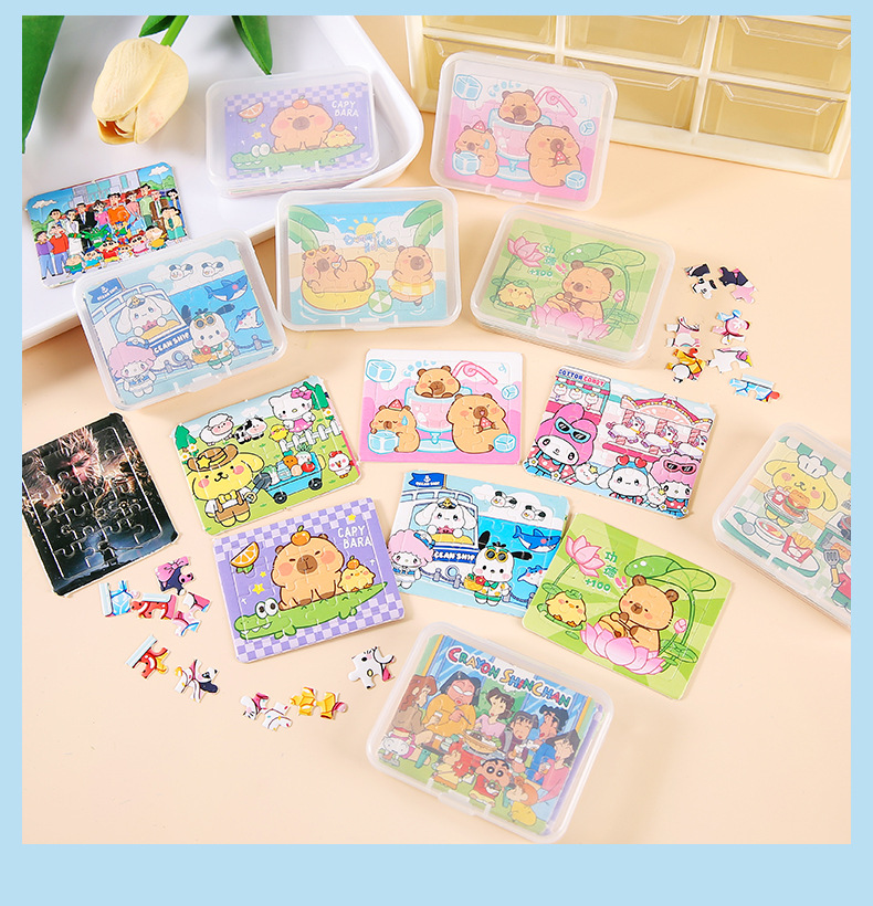 Divertidos dibujos animados rompecabezas caja puzzle puzzle puzzle puzzle puzzle puzzle de madera desmontable para niños regalos creativos pic 17