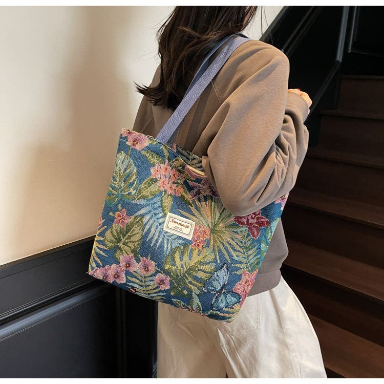 大容量国潮风帆布包包女2025新款通勤托特包女ins大学生上课单肩包详情24