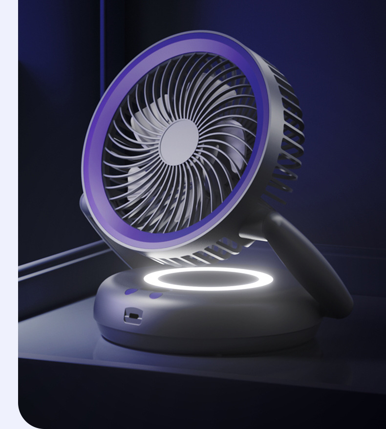 多功能伸缩折叠灯光风扇 USB充电办公家用露营台挂两用对流循环风扇抖音爆款详情16