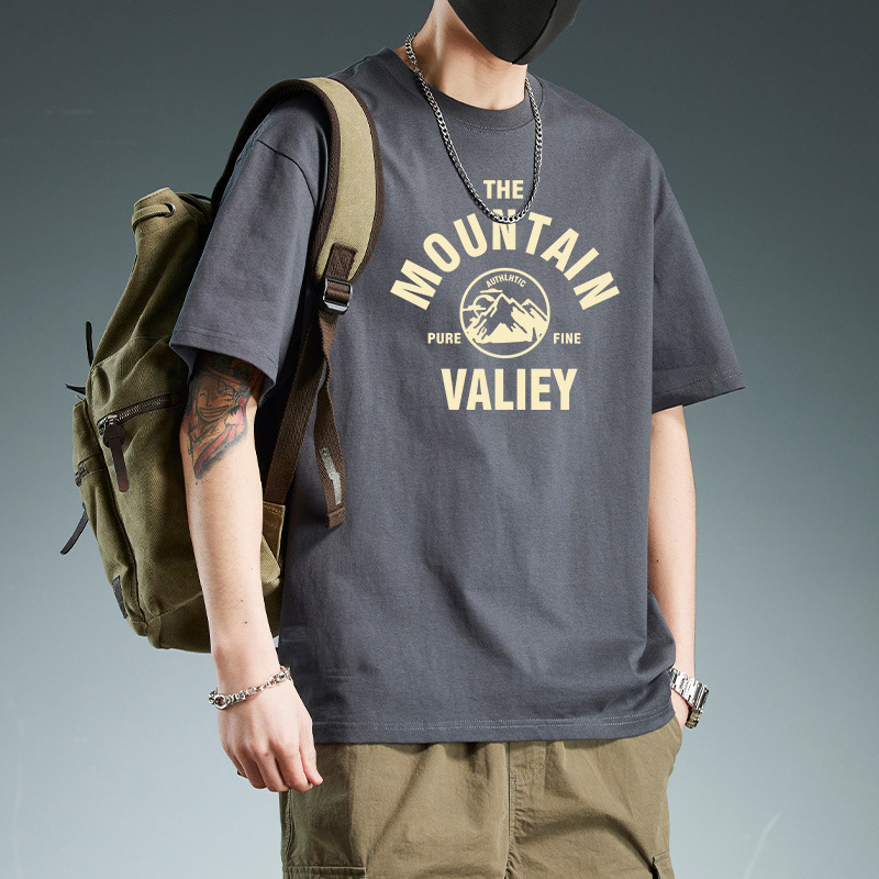 Short-sleeved loose pure cotton T-shirt with a slimming design and a combination of niche, high-end and funny navy blue men's T-shirt with a round neck pic 19