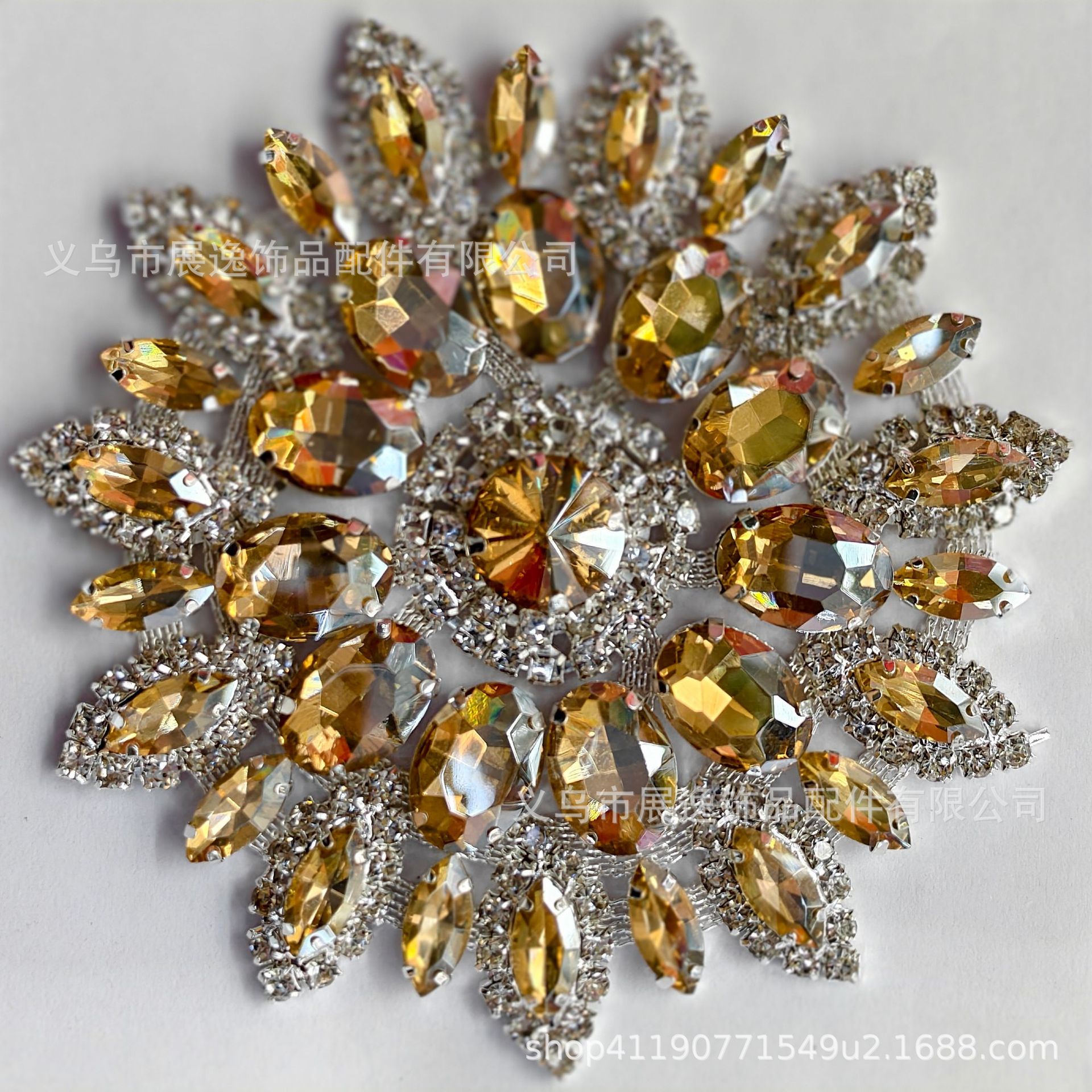Wholesale of colorful gold and silver background crystal round large diamond flower diamond jewelry DIY luggage, glass water diamond jewelry accessories pic 5
