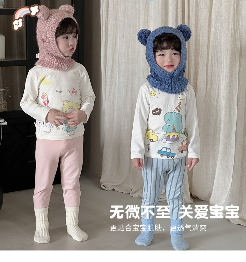 2025绿博尔现货批发a类卡通亲肤莱卡棉儿童家居服秋衣秋裤套装详情2