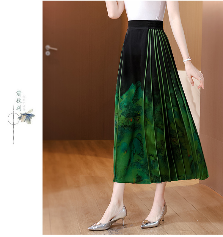 高品质气质马面裙香云纱新款高腰显瘦轻国风桑蚕丝真丝A字半身裙国潮详情13