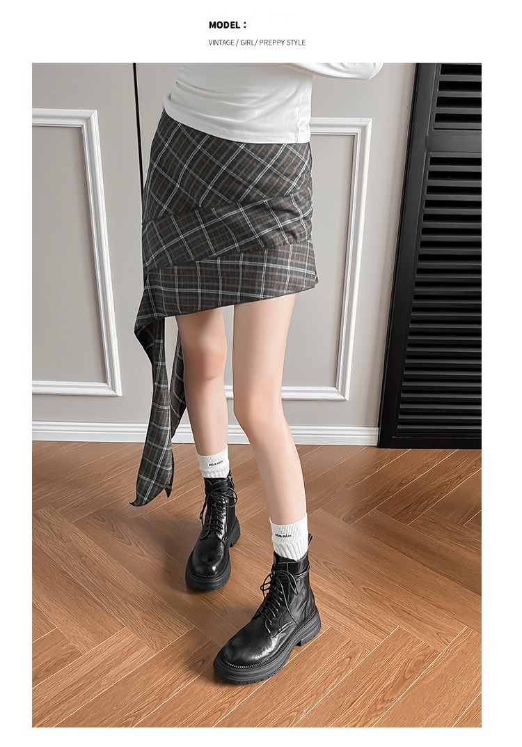 英伦复古系带厚底马丁靴秋冬季单靴精致手抓纹粗跟短靴女机车靴子详情20