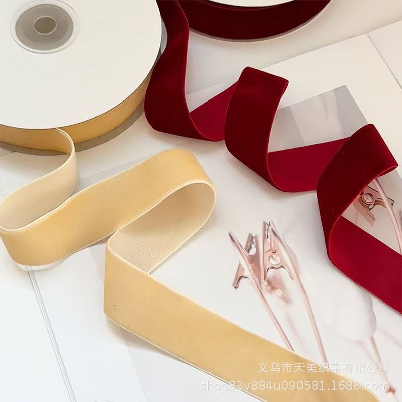 Cinta de terciopelo simple de 2,5 CM cinta de terciopelo de 2CM accesorios de ropa cinta de terciopelo de color lazos de bricolaje pic 6