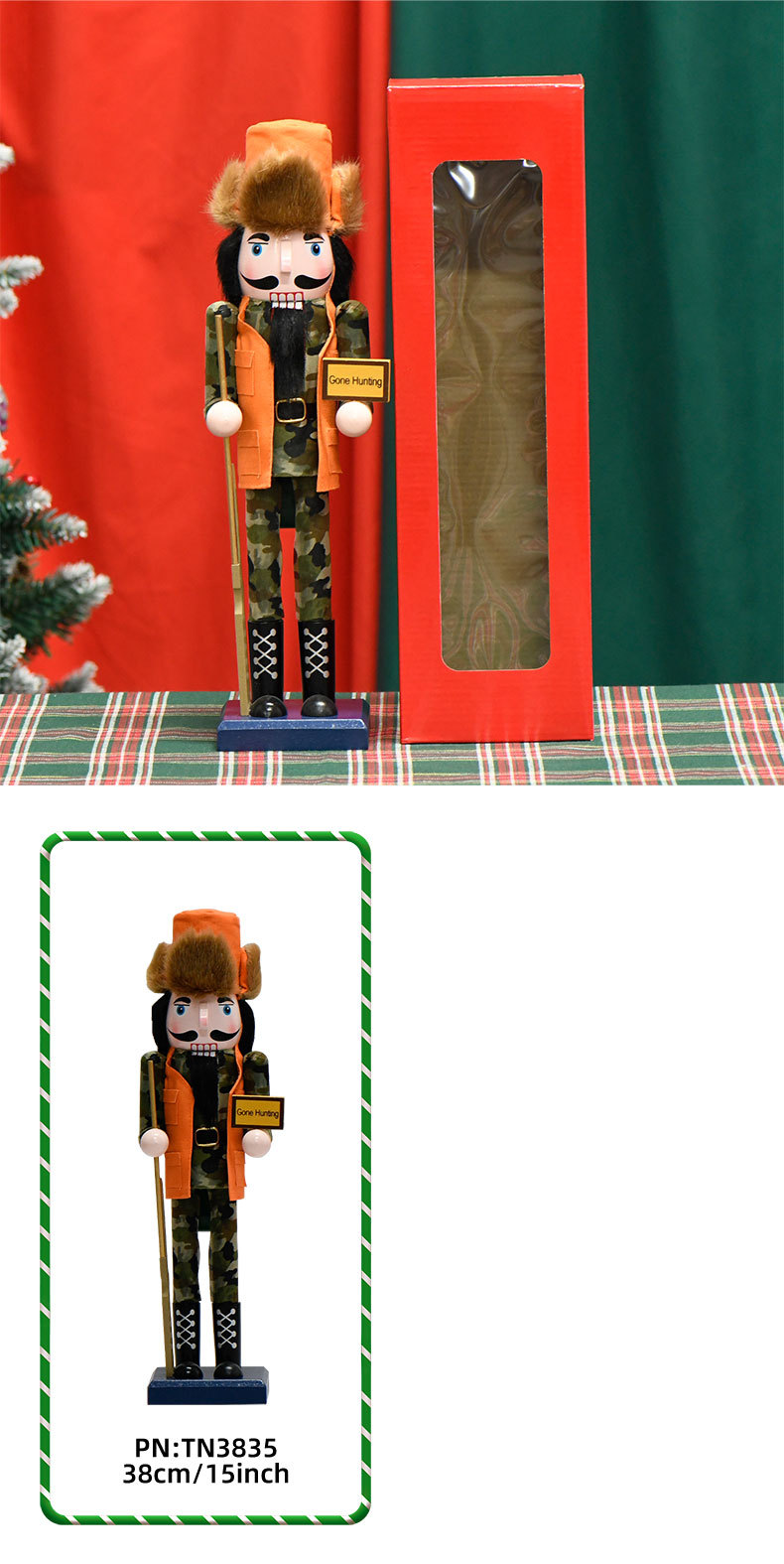 New product in stock: 38CM orange coat nutcracker Christmas ornament, professional series pic 5