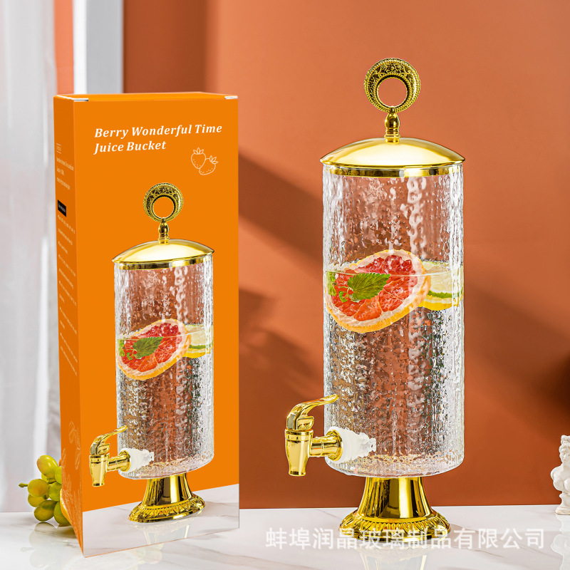新款玻璃果汁桶家用大容量加厚泡酒啤酒冷水壶人工吹制柠檬可乐储水容器详情3