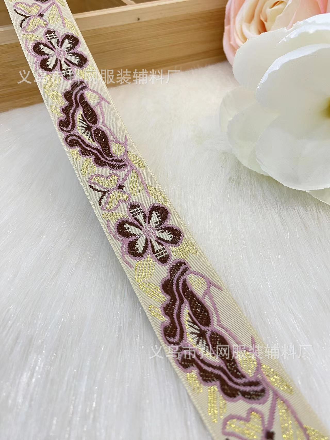 2.8- 3.2cm High-quality Hanfu webbing, retro ethnic style jacquard webbing, bow hair accessories, headwear accessories pic 7