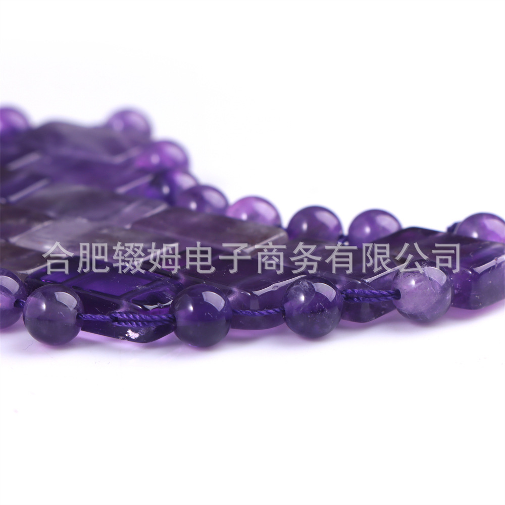 跨境天然紫水晶玉石眼罩眼帘手工编织面部眼部SPA养生冰敷玉面膜详情9