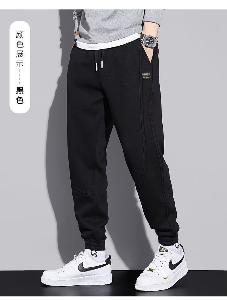 休闲卫裤男士春秋款宽松束脚裤秋季抽绳弹力针织运动裤子潮男长裤详情12