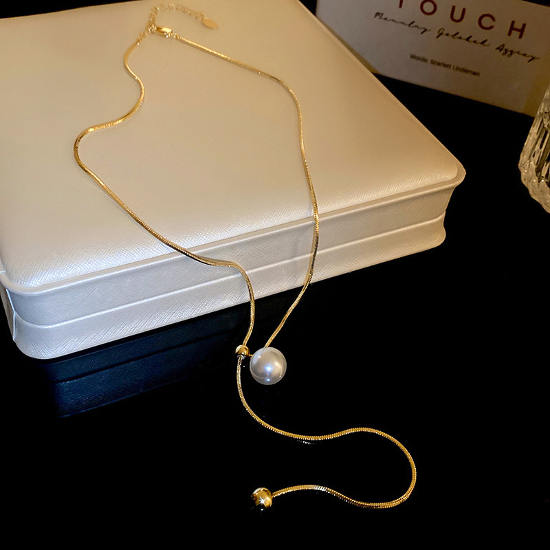 Irregular long pearl necklace, French light luxury style, sweater chain, niche simple and high-end necklace wholesale for women pic 34